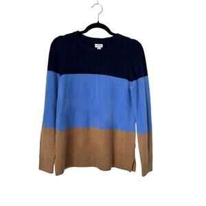 J Crew Top Size Small Crewneck Sweater in Extra Soft Yarn Colorblock Long Sleeve